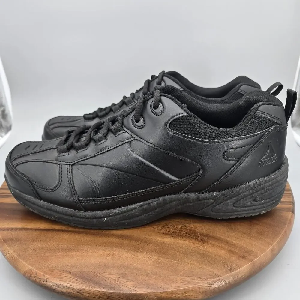 Reebok Shoes Mens 14 Black Leather Slip Resistant Walking Work Sneakers